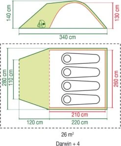 Coleman Darwin 4 Plus Koepeltent - 4-Persoons - Groen -Outdoor Camping Winkel 1003x1200