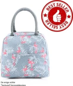Koeltas - Lunchtas - Volwassenen En Kinderen - Compact & Handig: Zomer - Picknick -School - Lunch - Werk - Grijs Flamingo -Outdoor Camping Winkel 1016x1200 2