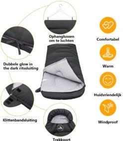 HikeMeister Mummy Slaapzak 1600 Gram - Kamperen - Zwart - Ca. 220 X 80 Cm - Met Binnenzak - Comfortzone: 0-15 Graden - Draagtas -Outdoor Camping Winkel 1051x1200 2