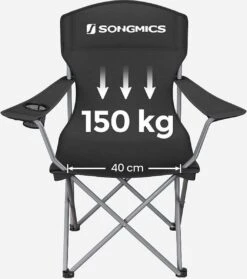 MIRA Home - Campingstoel Set Van 2 Inklapbaar - Klapstoel Met Robuust Frame - Met Flessenhouder - 76 X 51.5 X 95.5 Cm - Zwart -Outdoor Camping Winkel 1062x1200 1