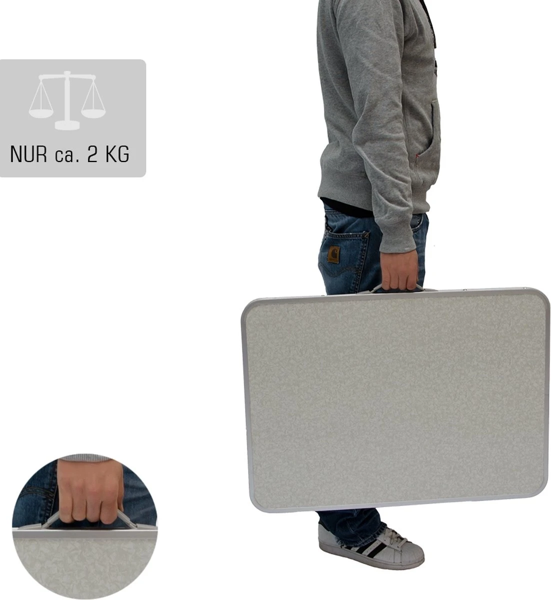 Alu Campingtafel 70x55cm - Inklapbbar Kampeertafel - Picknicktafel Licht Vouwtafel Klaptafel Grijs 5 Alu Campingtafel 70x55cm - Inklapbbar Kampeertafel - Picknicktafel Licht Vouwtafel Klaptafel Grijs - Afbeelding 3