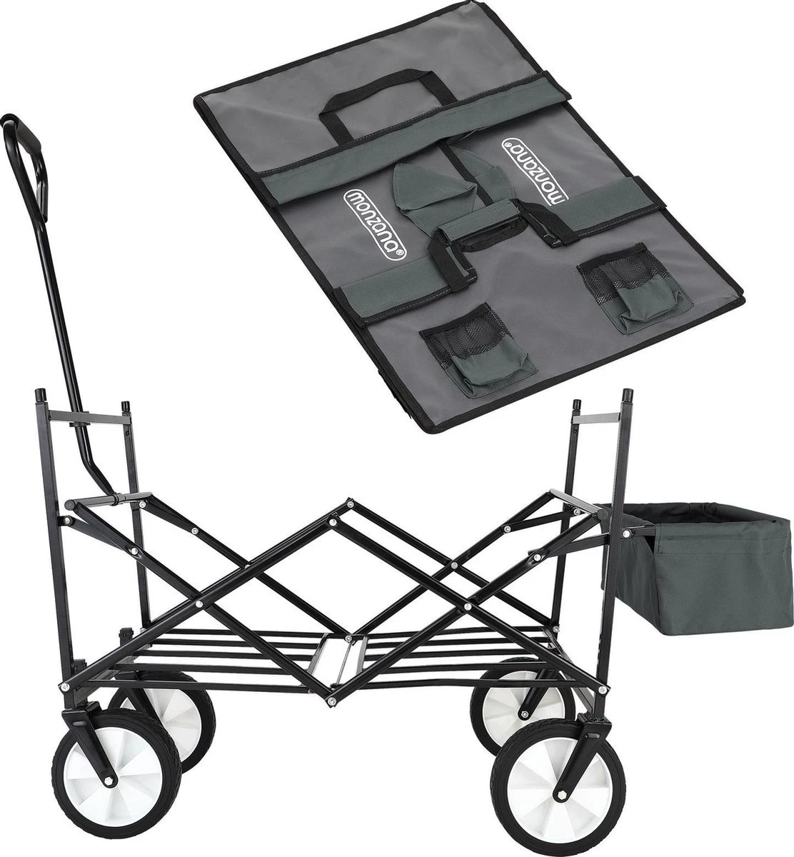 Monzana Bolderkar Opvouwbaar - 100 Liter - Met Afneembaar Dak Grijs 4 Monzana Bolderkar Opvouwbaar - 100 Liter - Met Afneembaar Dak Grijs - Afbeelding 2