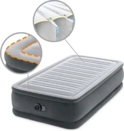 Intex Luchtbed - 1-Persoons - 99 X 191 X 46 Cm - Grijs - Met Ingebouwde Pomp, Hoeslaken Antraciet En Reparatieset -Outdoor Camping Winkel 1133x1200 2