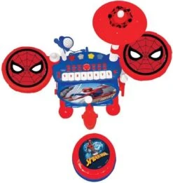 Lexibook Spider-Man Elektronische Drumkit Voor Kinderen, Realistisch Drumgeluid, 8-toetsen Toetsenbord, Mp3-stekker, Inclusief Stoel, Blauw/rood, K610SP -Outdoor Camping Winkel 1134x1200