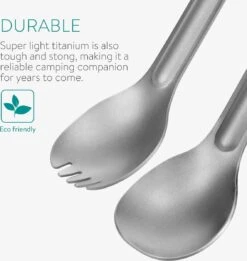 Navaris Spork En Lepel Met Extra Lange Handgreep - Campingbestek Van Titanium - Bestek Voor Onderweg - Lichtgewicht - Inclusief Bewaarzakje -Outdoor Camping Winkel 1135x1200 3
