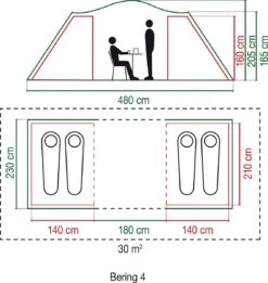 Coleman Bering 4 Vis-a-Vis Tent - Familietent - 4-Persoons - Groen -Outdoor Camping Winkel 1136x1200 1