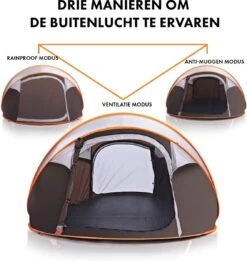 Fly Lab Luxe Pop Up Tent - Kampeer Tent - Grijs/Oranje - 4 Persoons -Outdoor Camping Winkel 1136x1200 2
