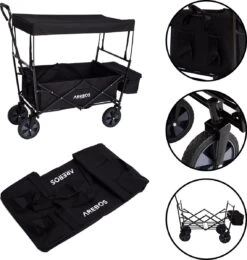 AREBOS Handwagen Vouwbare Dak Handwagen Vouwbare Trolley Uitrustingswagen Zwart -Outdoor Camping Winkel 1141x1200 3