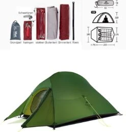 Cloud Up 3 Upgraded - Naturehike® - Tent 3 Persoons - Lichtgewicht Tent - Incl. Grondzeil - 20D 4000MM - Outdoor Kampeertent - Waterdicht - Hiking & Wandelen -Outdoor Camping Winkel 1147x1200 2