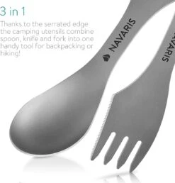 Navaris 2x Spork Titanium Campingbestek - Vork, Mes En Lepel In één - Bestek Voor Onderweg En Op Reis - Lichtgewicht - Inclusief Bewaarzakje -Outdoor Camping Winkel 1148x1200 4