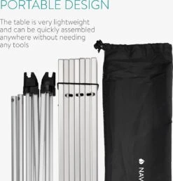 Navaris Campingtafel - Inklapbaar Campingtafeltje Van Aluminium - Opvouwbare Tafel Inclusief Draagtas - Picknicktafel - Zilver -Outdoor Camping Winkel 1154x1200