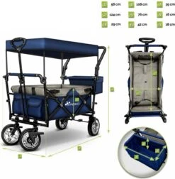 Tresko- Bolderkar, Grijs, Opvouwbaar, Met Dakje, Geschikt Tot 80 Kg - Bolderwagen - Kinderenvervoer - Bolderkarren - Tuinkar - Kinderwagen -Outdoor Camping Winkel 1176x1200 2