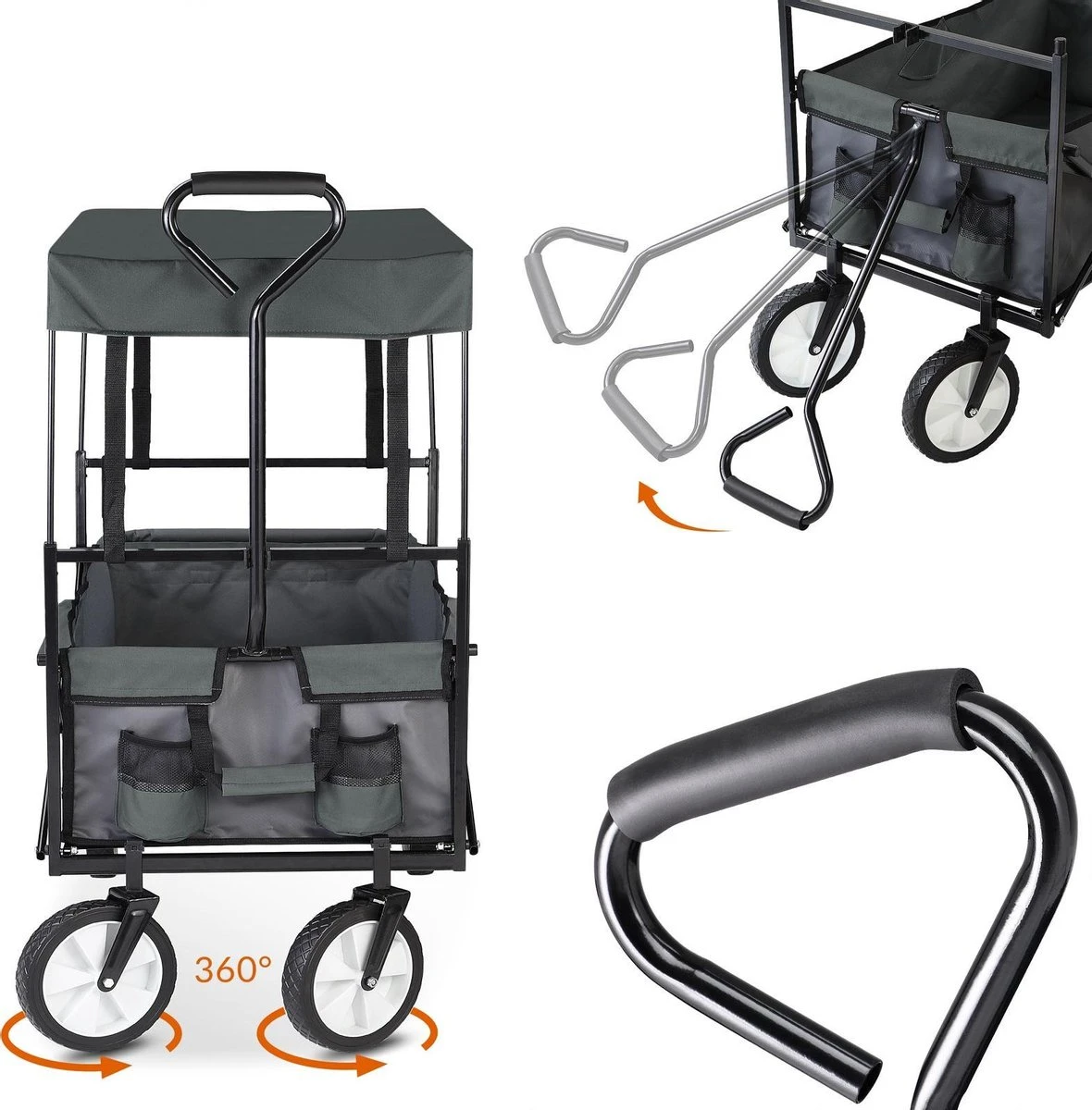 Monzana Bolderkar Opvouwbaar - 100 Liter - Met Afneembaar Dak Grijs 13 Monzana Bolderkar Opvouwbaar - 100 Liter - Met Afneembaar Dak Grijs - Afbeelding 11