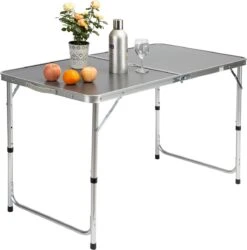 Casaria Campingtafel – Inklapbaar Verstelbaar - 120x60x70 Cm Grijs -Outdoor Camping Winkel 1185x1200