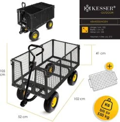 Exxen KESSER® Bolderkar, 550 Kg Belastbaar, Tuinwagen, Transportwagen, Tuinwagen, Uitneembaar Zeil, Gereedschapswagen, Handwagen, Veelzijdig Inzetbaar, Zwart -Outdoor Camping Winkel 1185x1200 5