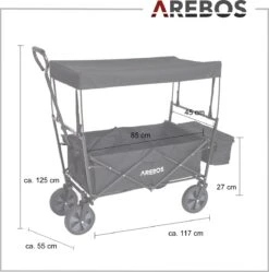 AREBOS Handwagen Vouwbare Dak Handwagen Vouwbare Trolley Uitrustingswagen Zwart -Outdoor Camping Winkel 1188x1200 6