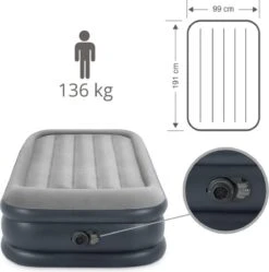 Intex Luchtbed - 1-Persoons - 99 X 191 X 42 Cm - Grijs - Met Pomp, Hoeslaken Zwart En Reparatieset -Outdoor Camping Winkel 1189x1200 5