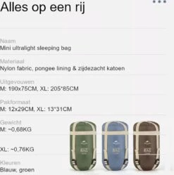 Naturehike® Slaapzak - Lichtgewicht - 190*75cm - Compact - Waterdicht - 3 Seizoenen Slaapzak Lente, Zomer & Herfst - Outdoor - Slaapzakken Volwassen & Kinderen -Outdoor Camping Winkel 1190x1200 5