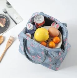 Koeltas - Lunchtas - Volwassenen En Kinderen - Compact & Handig: Zomer - Picknick -School - Lunch - Werk - Grijs Flamingo -Outdoor Camping Winkel 1193x1200