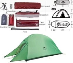 Cloud Up 1 Upgraded - Naturehike® - 1 Persoons Tent - Lichtgewicht Tent - Incl. Grondzeil - 210T 3000mm - Outdoor - Waterdicht - Hiking & Wandelen -Outdoor Camping Winkel 1200x1038 1