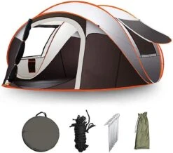 Fly Lab Luxe Pop Up Tent - Kampeer Tent - Grijs/Oranje - 4 Persoons -Outdoor Camping Winkel 1200x1059 1