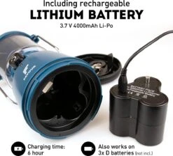 Favour L0818 Retro Camping Lamp Oplaadbaar LED, 320 Lumen, IP64 Waterdicht, Draagbare Kampeerlamp, Tentlamp, Acculamp, Traploos Dimbare Lamp Incl. Kaarslicht-modus, Blauw -Outdoor Camping Winkel 1200x1090 2