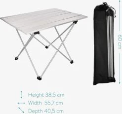 Navaris Campingtafel - Inklapbaar Campingtafeltje Van Aluminium - Opvouwbare Tafel Inclusief Draagtas - Picknicktafel - Zilver -Outdoor Camping Winkel 1200x1120