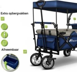 Tresko- Bolderkar, Grijs, Opvouwbaar, Met Dakje, Geschikt Tot 80 Kg - Bolderwagen - Kinderenvervoer - Bolderkarren - Tuinkar - Kinderwagen -Outdoor Camping Winkel 1200x1124 4