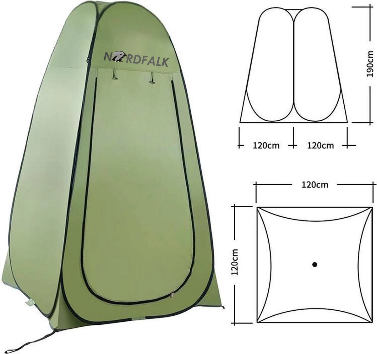 NordFalk Douchetent Pop-up 190 Cm - Camping Douche - Omkleedtent - Incl. Tentharingen En Draagtas - Groen 4 NordFalk Douchetent Pop-up 190 Cm - Camping Douche - Omkleedtent - Incl. Tentharingen En Draagtas - Groen - Afbeelding 2