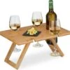 Relaxdays Opvouwbare Picknick Wijntafel - 4 Wijnglazenhouders - Bamboe Dienbladtafel Klein -Outdoor Camping Winkel 1200x1143