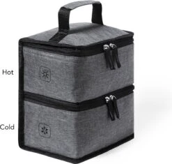 Merkloos Koeltas Met Dubbel Compartiment - Lunchtas - Koeltasje Lunch - Koelelementen - Koud - Warm - Isolatie - Volwassenen - Dames - Heren - 14 X 22 Cm - Polyester - RPET - Aluminium - Grijs -Outdoor Camping Winkel 1200x1144 1
