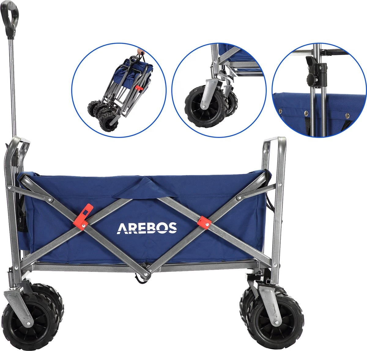 AREBOS Handkar | Transportwagen | Apparatuurwagen | Opvouwbaar | Blauw 11 AREBOS Handkar | Transportwagen | Apparatuurwagen | Opvouwbaar | Blauw - Afbeelding 9