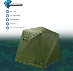 FisherPro Karpertent Met Stormcover – Vistent – Tent - Bescherming Tegen Zon En Wind – 100% Waterdichte Stormhoes – Met Handige Meeneemtas – Ook Geschikt Als Strandtent Of Festivaltent – Extra Veiligheid En Warmte Door Stormcover -Outdoor Camping Winkel 1200x1164 5
