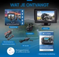 AyeCam Achteruitrijcamera - 4,3 Inch Scherm - 2 Kanaals – Nachtzicht - Incl. Begeleidingslijnen -Outdoor Camping Winkel 1200x1164 6