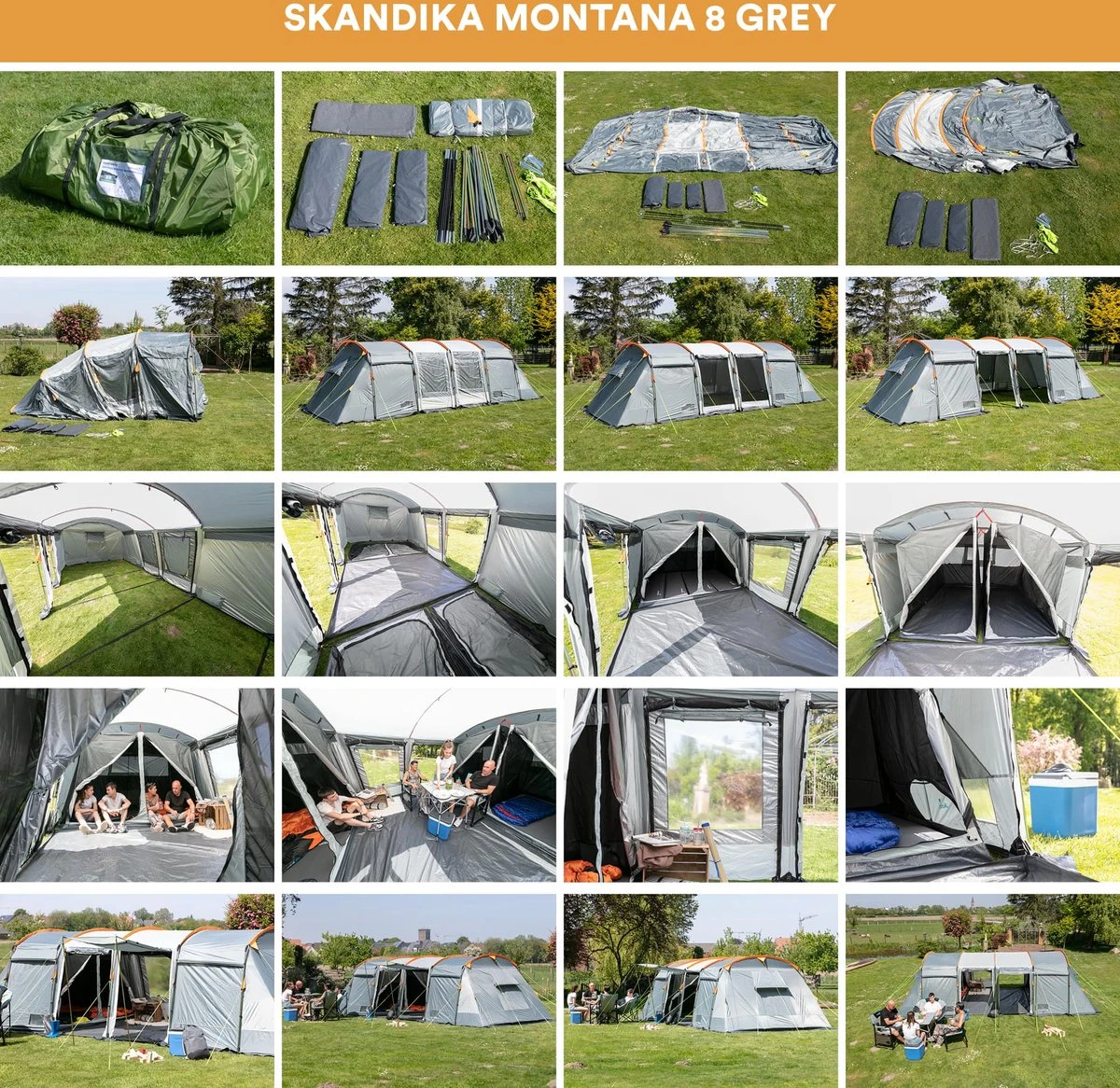 Skandika Montana 8 Tent – Tunneltenten – 8 Persoons Tent – Campingtent – 200 Cm Stahoogte – 2-4 Slaapcabines - Muggengaas – Familietent – 4 Ingangen – 700 X 310 X 200 Cm (L X B X H) - 5000 Mm Waterkolom – Outdoor, Camping – Kamperen – Blauw 4 Skandika Montana 8 Tent – Tunneltenten – 8 Persoons Tent – Campingtent – 200 Cm Stahoogte – 2-4 Slaapcabines - Muggengaas – Familietent – 4 Ingangen – 700 X 310 X 200 Cm (L X B X H) - 5000 Mm Waterkolom – Outdoor, Camping – Kamperen – Blauw - Afbeelding 2