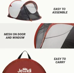 JEMIDI Tweepersoons Pop-up Tent - Opgooitent, Werptent Voor 2 Personen - Ideaal Als Festivaltent Of Kampeertent - Verschillende Kleuren -Outdoor Camping Winkel 1200x1179