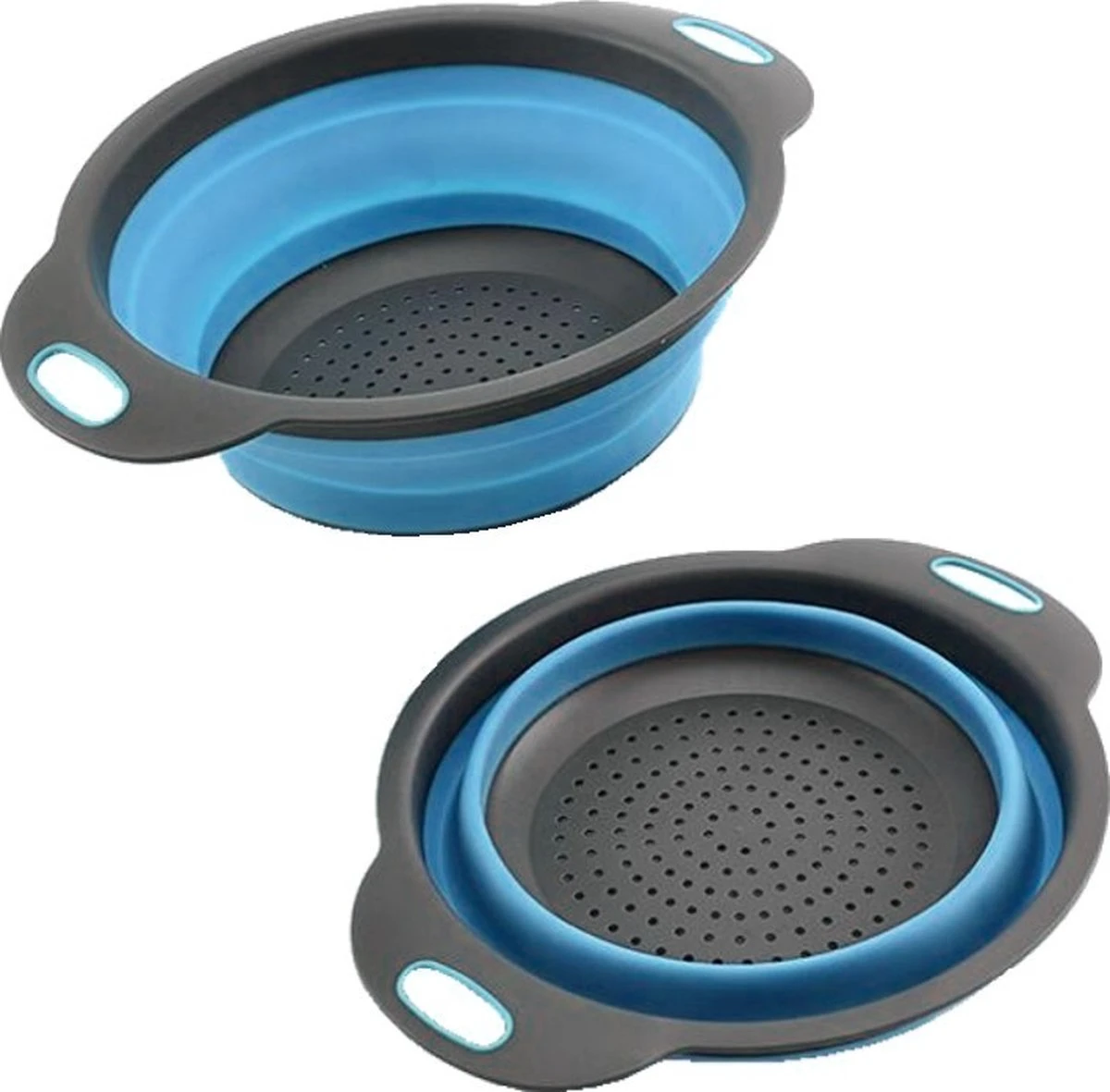 Merkloos Inklapbare Vergiet - Opvouwbaar - Groot - Blauw - Siliconen 3 Merkloos Inklapbare Vergiet - Opvouwbaar - Groot - Blauw - Siliconen