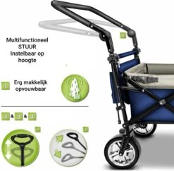 Tresko- Bolderkar, Grijs, Opvouwbaar, Met Dakje, Geschikt Tot 80 Kg - Bolderwagen - Kinderenvervoer - Bolderkarren - Tuinkar - Kinderwagen -Outdoor Camping Winkel 1200x1182 12