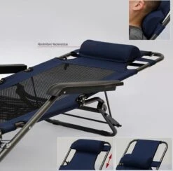 Ligstoel 155x60cm - Opvouwbaar Campingstoel Ligbed Strandstoel Tuinstoel Vouwligstoel Blauw -Outdoor Camping Winkel 1200x1184