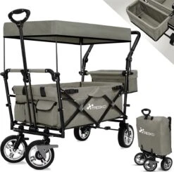 Tresko- Bolderkar, Grijs, Opvouwbaar, Met Dakje, Geschikt Tot 80 Kg - Bolderwagen - Kinderenvervoer - Bolderkarren - Tuinkar - Kinderwagen -Outdoor Camping Winkel 1200x1192 9