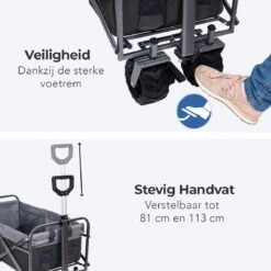 LifeGoods Bolderkar - Opvouwbaar - Tot 80KG - 94L - Wasbaar Polyester - 98x45cm - Zwart/Grijs -Outdoor Camping Winkel 1200x1200 1000