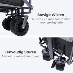 LifeGoods Bolderkar - Opvouwbaar - Tot 80KG - 94L - Wasbaar Polyester - 98x45cm - Zwart/Grijs -Outdoor Camping Winkel 1200x1200 1001