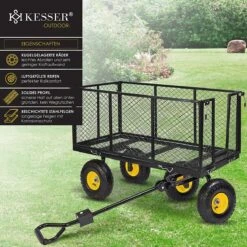 Exxen KESSER® Bolderkar, 550 Kg Belastbaar, Tuinwagen, Transportwagen, Tuinwagen, Uitneembaar Zeil, Gereedschapswagen, Handwagen, Veelzijdig Inzetbaar, Zwart -Outdoor Camping Winkel 1200x1200 1005