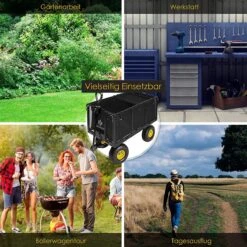 Exxen KESSER® Bolderkar, 550 Kg Belastbaar, Tuinwagen, Transportwagen, Tuinwagen, Uitneembaar Zeil, Gereedschapswagen, Handwagen, Veelzijdig Inzetbaar, Zwart -Outdoor Camping Winkel 1200x1200 1006