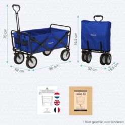 LifeGoods Bolderkar - Opvouwbaar - Draaibare Wielen - 2 Standen - 70KG Draagkracht - Blauw -Outdoor Camping Winkel 1200x1200 1015