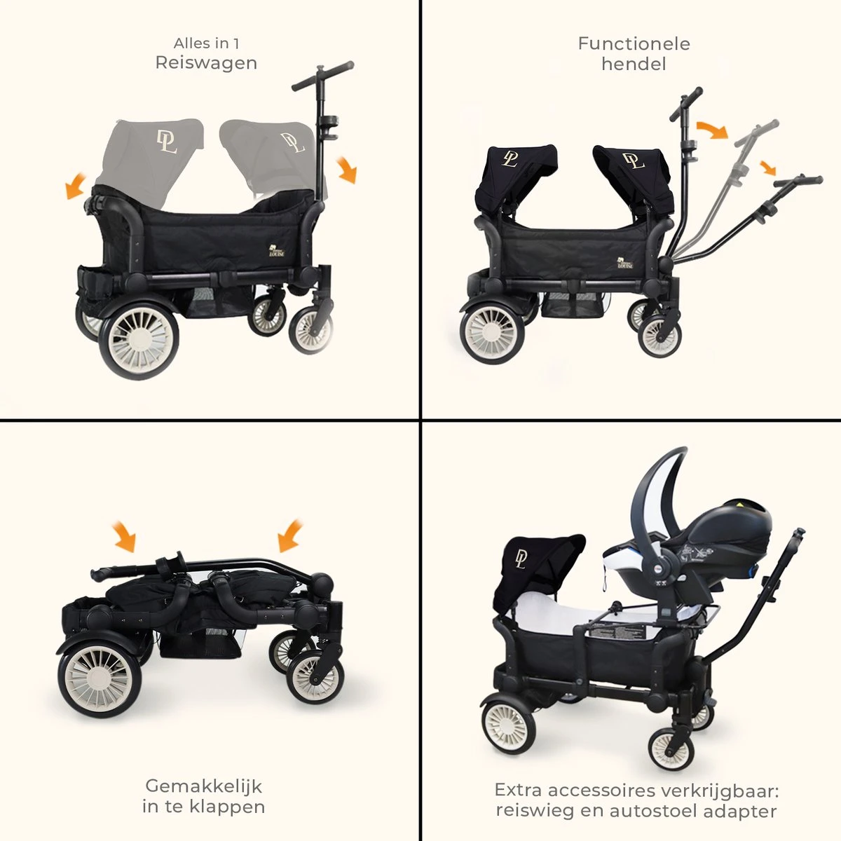 Deryan Luxe Sandy Bolderkar - Duo Buggy - Tandem Buggy - Opvouwbaar - Inklapbare Bolderwagen - Duo Kinderwagen - Zwart 9 Deryan Luxe Sandy Bolderkar - Duo Buggy - Tandem Buggy - Opvouwbaar - Inklapbare Bolderwagen - Duo Kinderwagen - Zwart - Afbeelding 7