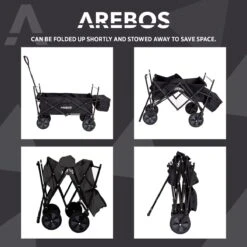 AREBOS Handwagen Vouwbare Dak Handwagen Vouwbare Trolley Uitrustingswagen Zwart -Outdoor Camping Winkel 1200x1200 1037