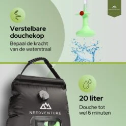 Needventure Solar Douche - Camping Douchezak - Buiten Douche - Tuindouche - Inclusief Thermometer - Waterzak Met Douchekop - 20L - Zwart -Outdoor Camping Winkel 1200x1200 1169