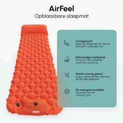 AirFeel Lichtgewicht Opsblaasbaar Slaapmatje - Ingebouwde Pomp En Kussen - 196 X 60 X 6 Cm - Orange -Outdoor Camping Winkel 1200x1200 1249