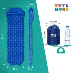 TRVLMORE Slaapmat - Zelfopblazend - 1 Persoons - Ingebouwde Pomp En Kussen - Blauw -Outdoor Camping Winkel 1200x1200 1262